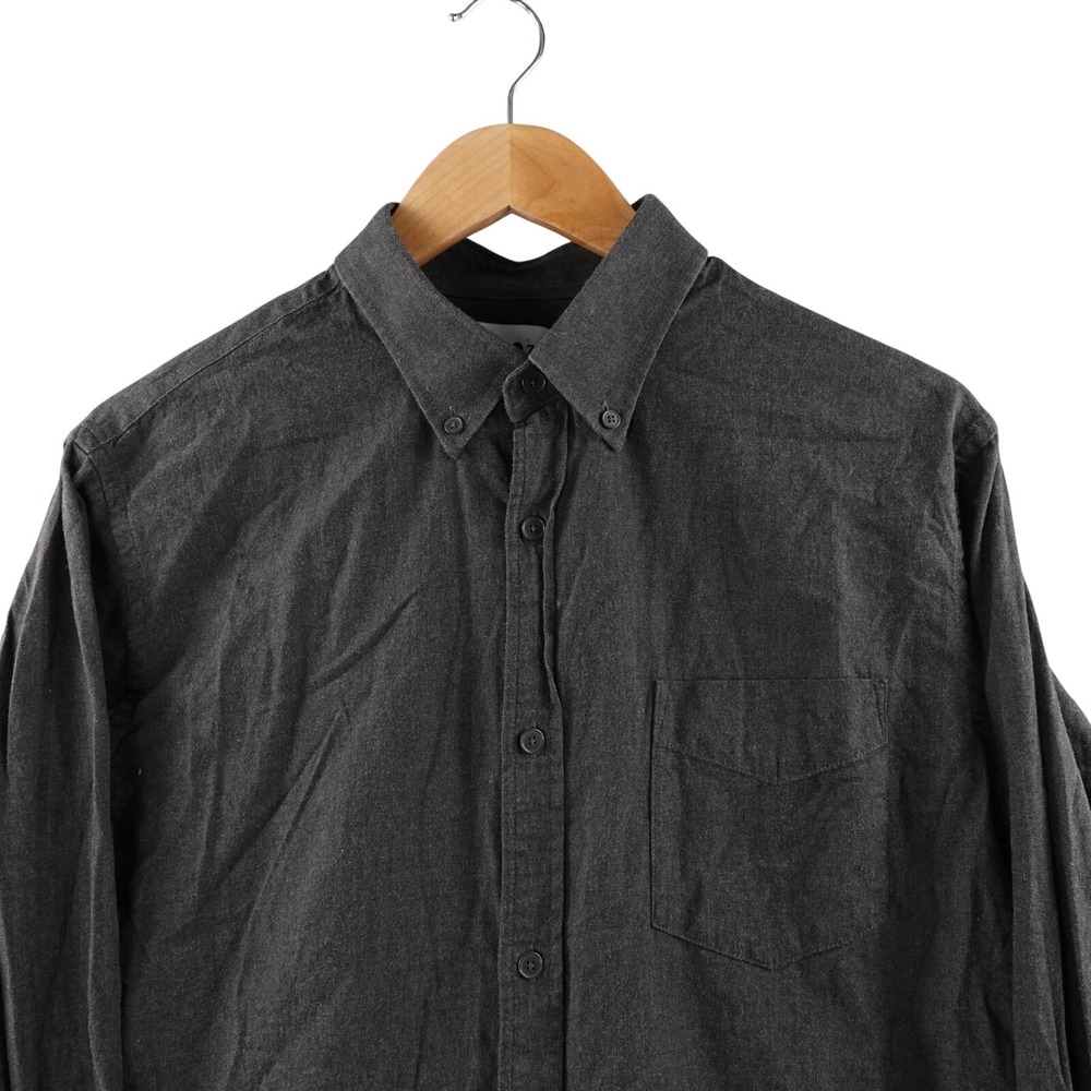 NN07 Levon 5722 Mens Charcoal Grey‎ Brushed Cotton Flannel Button Down Shirt L